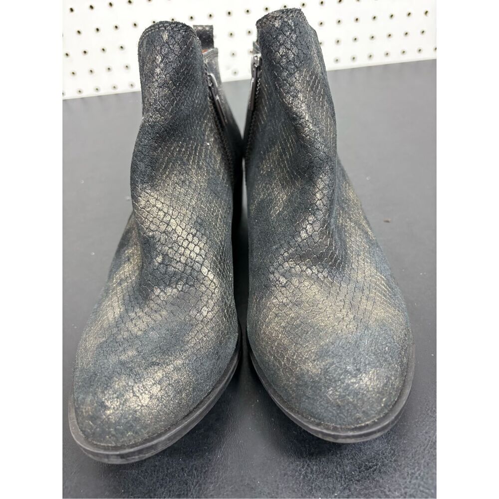 Lucky Brand Basel Ankle Booties gold dust Snakeskin Print Grey Size 8